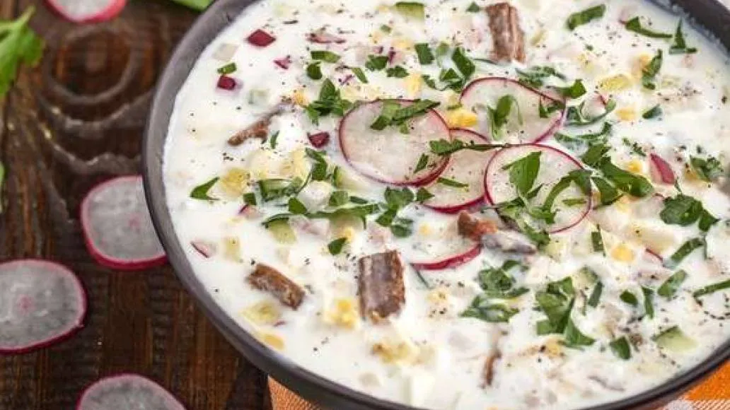 Окрошка с говяжьим языком
