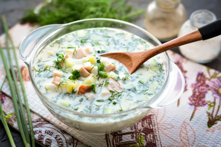 Окрошка с куриным филе